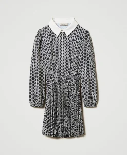 Robe Courte En Crêpe De Chine Avec Imprimé
