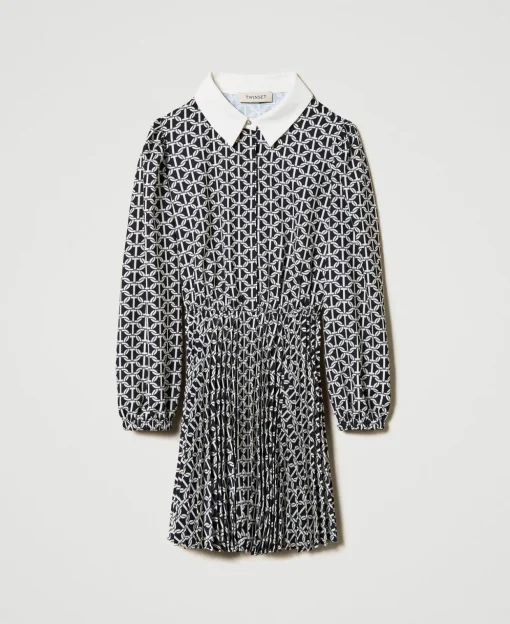 Robe Courte En Crêpe De Chine Avec Imprimé