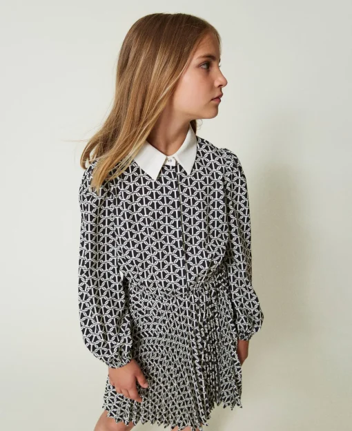 Robe Courte En Crêpe De Chine Avec Imprimé