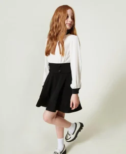 Robe Courte En Crêpe De Chine Et Flanelle