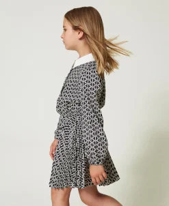 Robe Courte En Crêpe De Chine Avec Imprimé