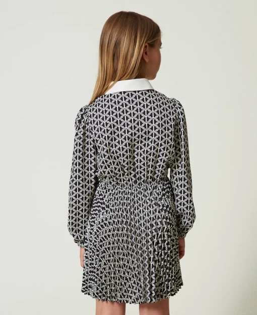 Robe Courte En Crêpe De Chine Avec Imprimé