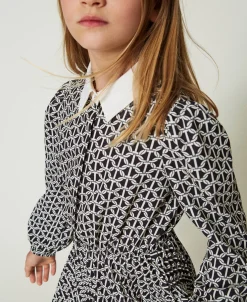 Robe Courte En Crêpe De Chine Avec Imprimé