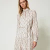 Robe Courte En Crépon Avec Imprimé Nœuds