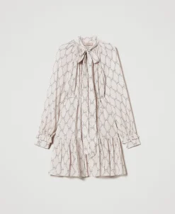 Robe Courte En Crépon Avec Imprimé Nœuds