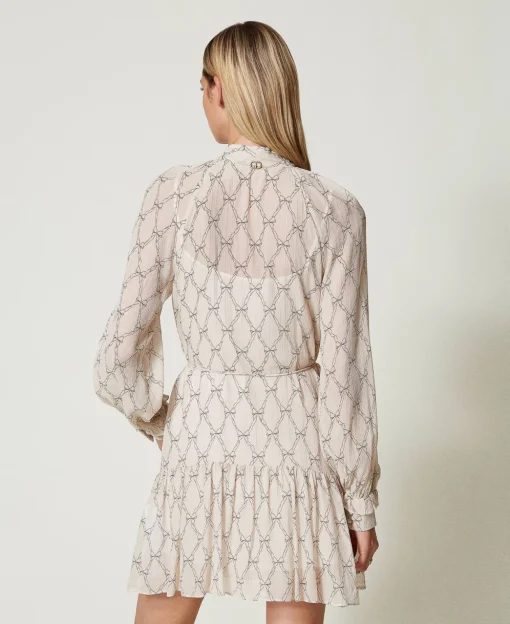 Robe Courte En Crépon Avec Imprimé Nœuds