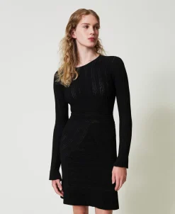 Robe Courte En Maille Avec Mélange De Points