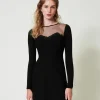 Robe Courte En Maille Avec Tulle Et Broderie