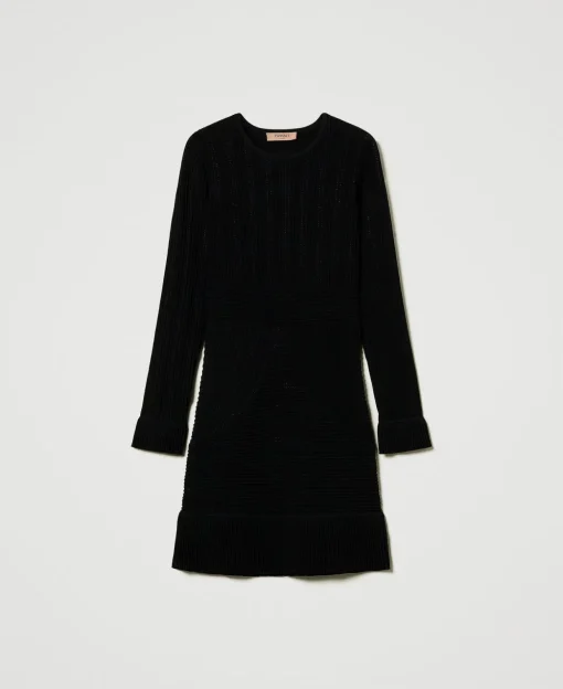 Robe Courte En Maille Avec Mélange De Points