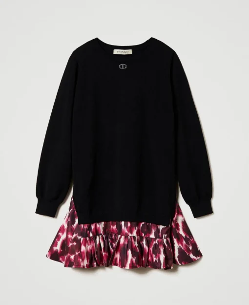 Robe Courte En Maille Avec Insertion Imprimée
