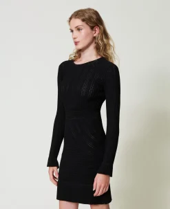 Robe Courte En Maille Avec Mélange De Points
