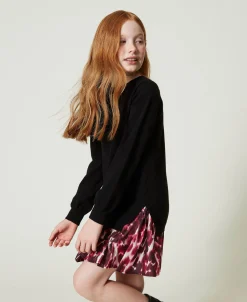 Robe Courte En Maille Avec Insertion Imprimée