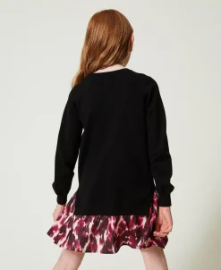 Robe Courte En Maille Avec Insertion Imprimée