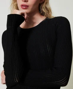 Robe Courte En Maille Avec Mélange De Points