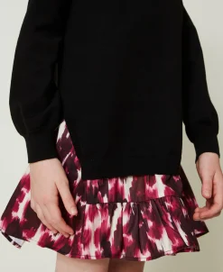 Robe Courte En Maille Avec Insertion Imprimée
