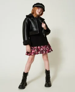Robe Courte En Maille Avec Insertion Imprimée