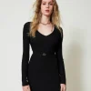 Robe Courte En Maille Côtelée Avec Ceinture