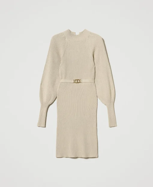 Robe Courte En Maille Côtelée Avec Ceinture