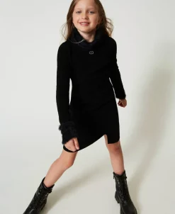 Robe Courte En Maille Effet Fourrure