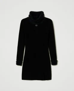 Robe Courte En Maille Effet Fourrure
