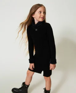 Robe Courte En Maille Effet Fourrure