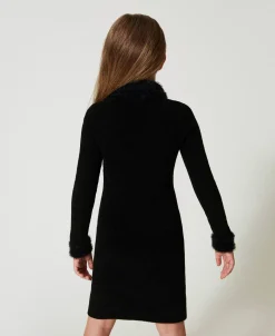 Robe Courte En Maille Effet Fourrure