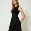 Robe Courte En Maille Et Crêpe Georgette