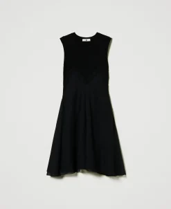 Robe Courte En Maille Et Crêpe Georgette