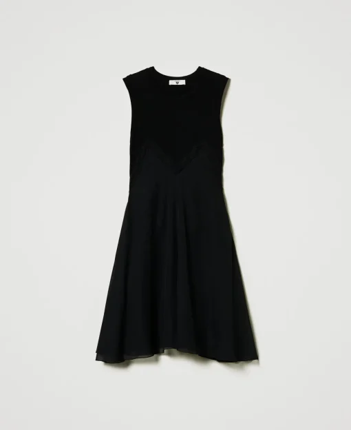 Robe Courte En Maille Et Crêpe Georgette