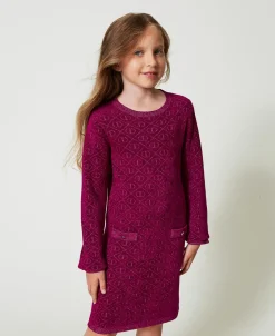 Robe Courte En Maille Jacquard Avec Oval T