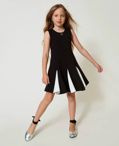 Robe Courte En Scuba Bicolore