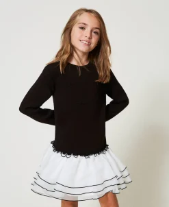 Robe Courte En Scuba Et Organza