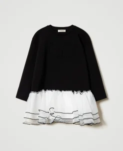 Robe Courte En Scuba Et Organza