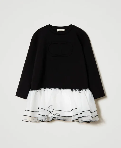 Robe Courte En Scuba Et Organza