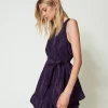 Robe Courte En Taffetas Avec Volant