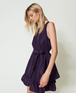 Robe Courte En Taffetas Avec Volant