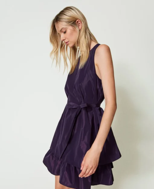 Robe Courte En Taffetas Avec Volant