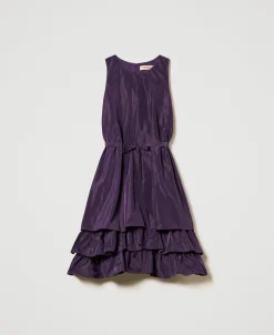 Robe Courte En Taffetas Avec Volant