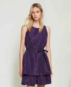 Robe Courte En Taffetas Avec Volant