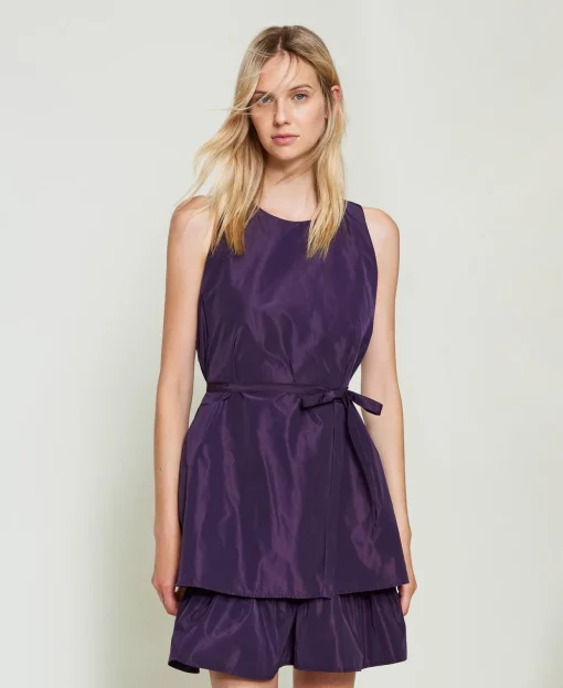 Robe Courte En Taffetas Avec Volant