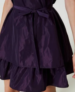 Robe Courte En Taffetas Avec Volant