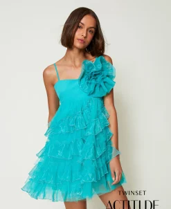 Robe Courte En Tulle Et Organza