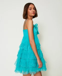 Robe Courte En Tulle Et Organza