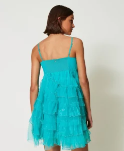 Robe Courte En Tulle Et Organza