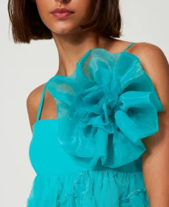 Robe Courte En Tulle Et Organza