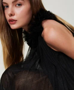 Robe Courte En Tulle Plissé