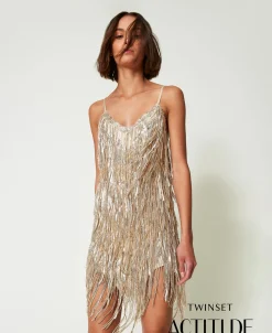 Robe Courte MYFO Avec Franges En Sequins