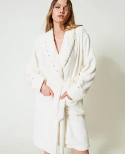 Robe De Chambre En Fausse Fourrure Avec Perles