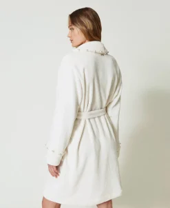 Robe De Chambre En Fausse Fourrure Avec Perles