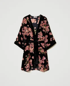 Robe De Chambre En Velours Dévoré Floral